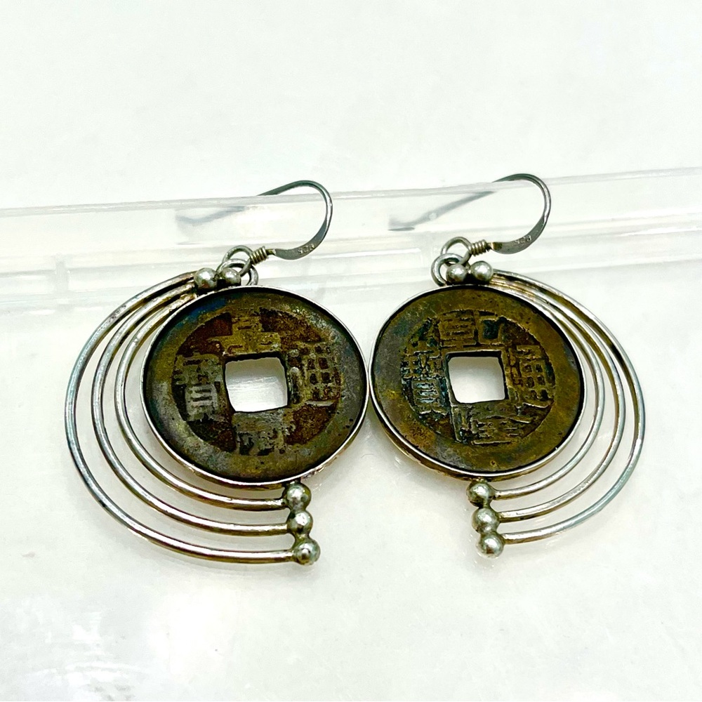 Antique Coin Silver Earrings